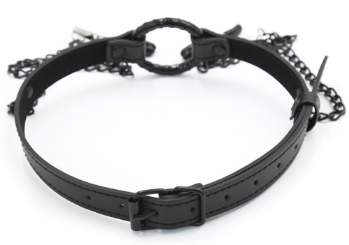 Кляп-кольцо с зажимами для сосков черный фото 2