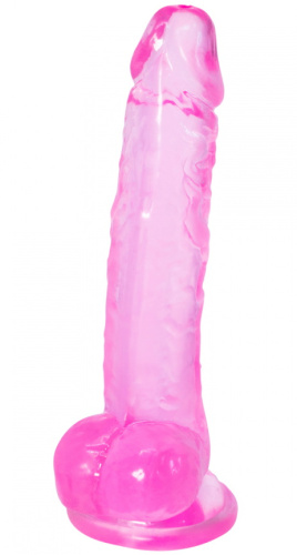 Прозрачный фаллос с мошонкой Intergalactic Rocket Pink 19 см фото 4