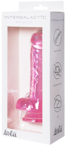 Прозрачный фаллос с мошонкой Intergalactic Rocket Pink 19 см фото 5