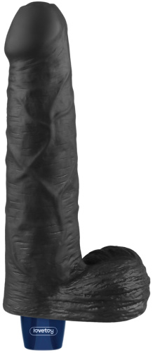 Классический черный вибратор с мошонкой Real Softee 23 см фото 2