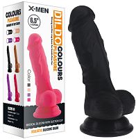 Рельефный фаллоимитатор черного цвета X-Men 17 см