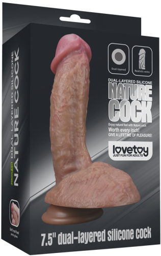 Рельефный фаллос-мулат с мошонкой Lovetoy Silicone Cock 20 см фото 17
