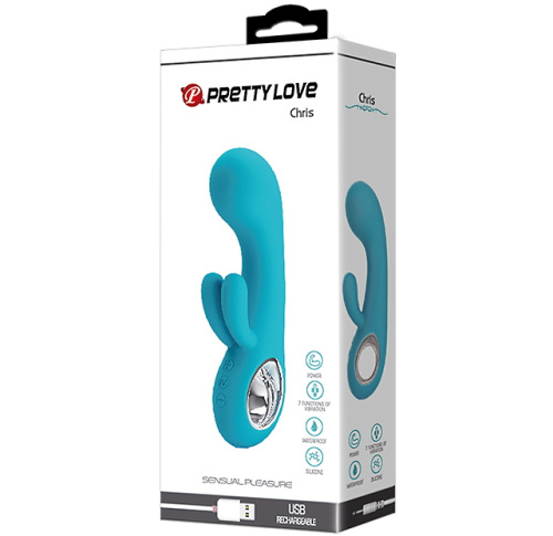 Перезаряжаемый вибратор Pretty Love Chris с клиторальной стимуляцией, бирюзовый фото 8