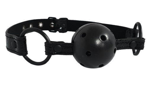 Кляп-шар на дизайнерском черном ремне фото 2