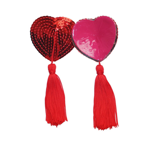 Красные пэстисы-сердечки с пайетками фото 2