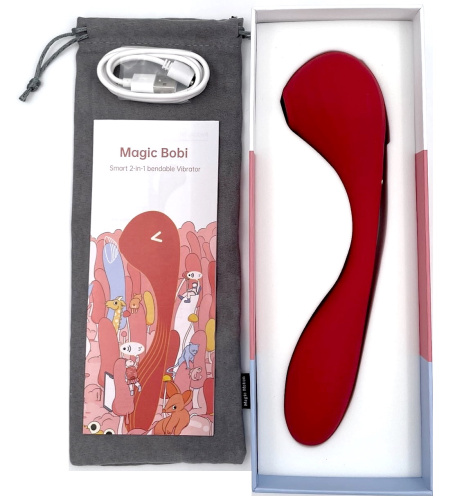 Гибкий вагинально-клиторальный смарт-вибратор Magic Motion Bobi красный фото 10