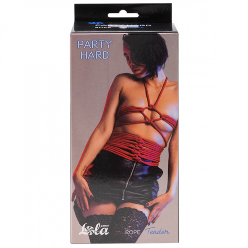Красная веревка для бондажа Party Hard Tender 10 м фото 5