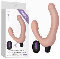Безремневой страпон с вибрацией и пультом ДУ Rechargeable Ijoy 20 см
