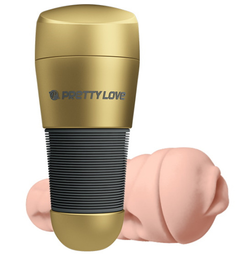 Мастурбатор-ротик в золотой колбе Pretty Love Kitty фото 3