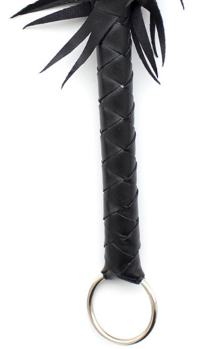 Черный кнут БДСМ с кольцом на ручке 86 см фото 4