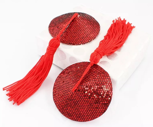 Пэстисы для груди красные с пайетками фото 4