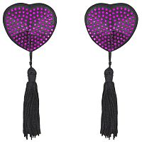 Черные пэстисы с ярко розовыми стразами и кисточками