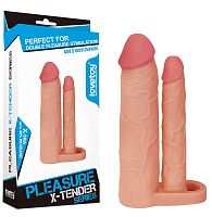 Удлиняющая насадка для двойного проникновения Pleasure X Tender Double Penis Sleeve + 5 см