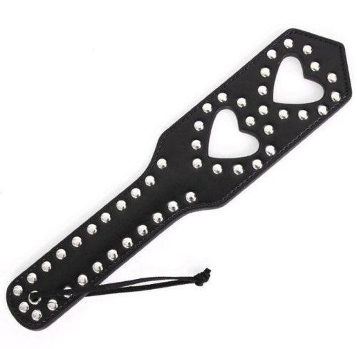 Черный пэдл с заклепками Сердца 34 см фото 2