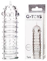 Прозрачная насадка на пенис с точечно-ребристым рельефом Toyfa Tark