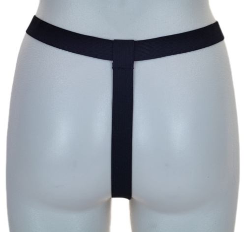 Черные лакированные стринги с доступом и кармашком для вибропули фото 2