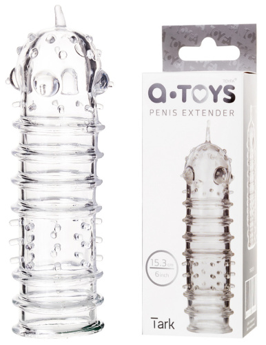 Прозрачная насадка на пенис с точечно-ребристым рельефом Toyfa Tark