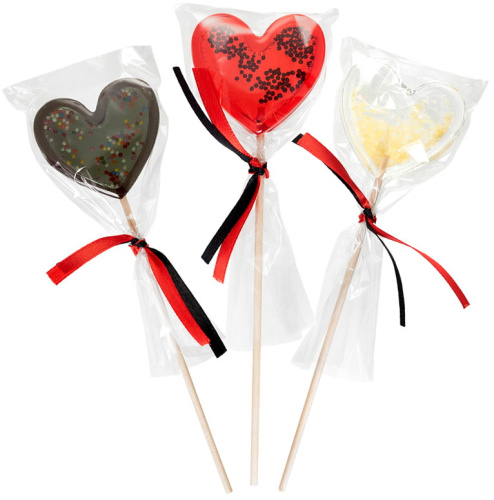 Карамельный леденец Сердечко Погремушка красного цвета фото 5