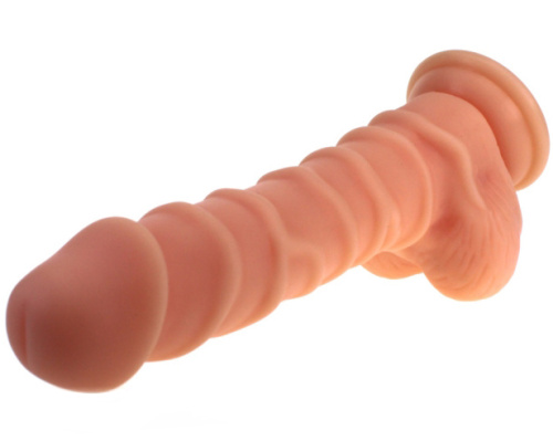 Рельефный фаллоимитатор телесного цвета X-Men 22 см фото 3