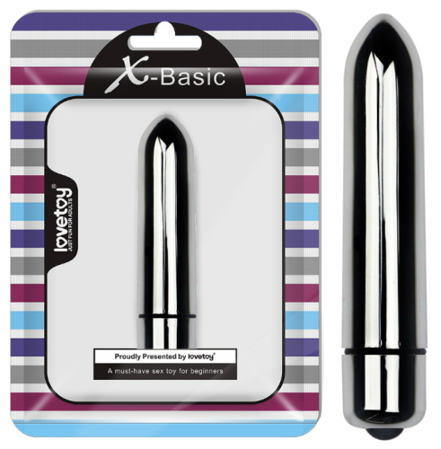 Серебристая вибропулька с 10 режимами вибрации X-Basic Lovetoy