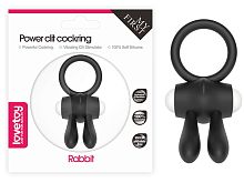 Черное виброкольцо Power Clit Cockring Rabbit