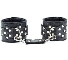 Наручники на пряжке из натуральной кожи с декором в виде банта черные