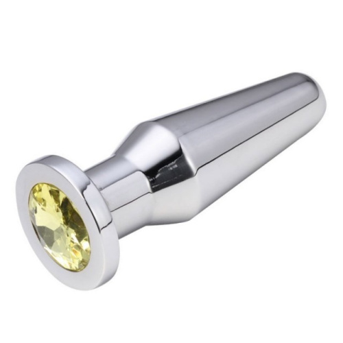 Конусная пробка с кристаллом Anal Plug Silver Yellow L