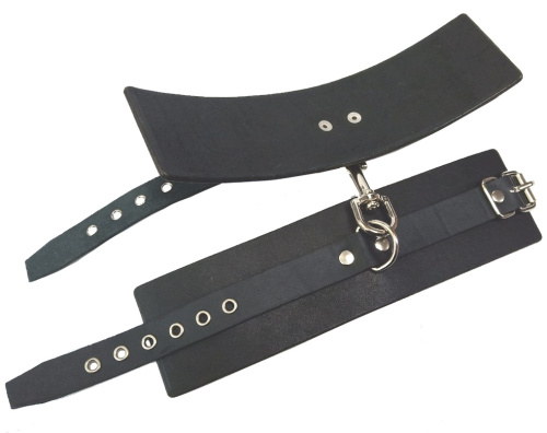 Наручники черные Hand Made из натуральной кожи фото 2