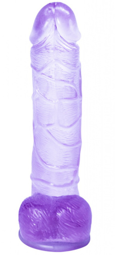 Прозрачный фаллос с мошонкой Intergalactic Satellite Purple 22 см фото 4