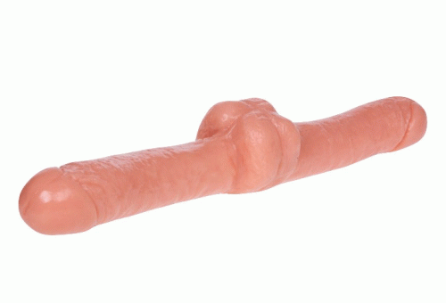 Двухголовый фаллоимитатор с двойной мошонкой фото 5