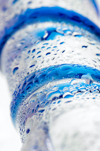 Двусторонний стеклянный фаллоимитатор с массажным рельефом 23 см фото 8