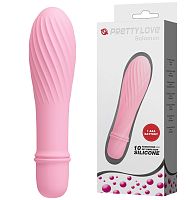 Классический мини вибратор с ребристой поверхностью Solomon нежно-розовый