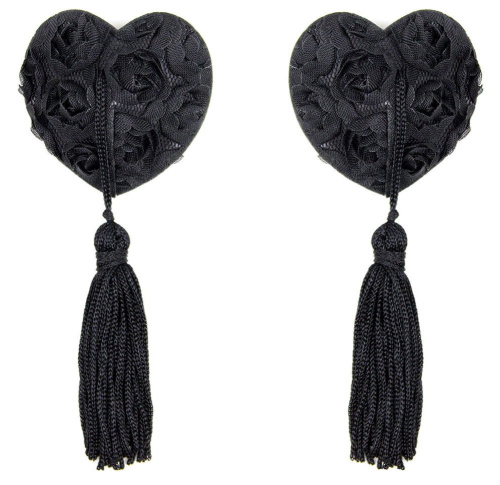 Черные пэстисы в форме сердец декорированные розочками фото 2