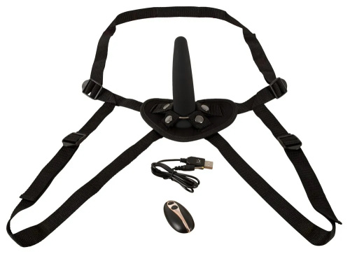 Вибрострапон черного цвета с трусиками RC Vibrating Strap-On фото 5