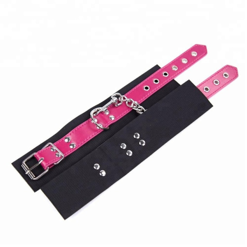 Универсальные черно-розовые оковы на цепочке с карабином фото 3