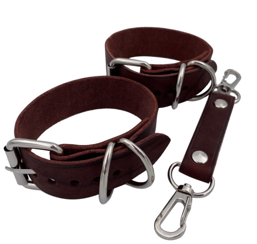 Наручники из натуральной кожи коричневые фото 5