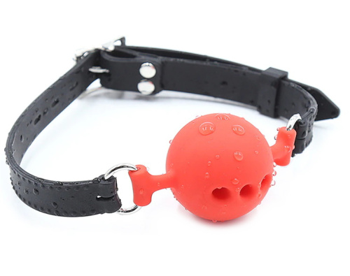 Кляп-шар из медицинского силикона красного цвета L фото 3