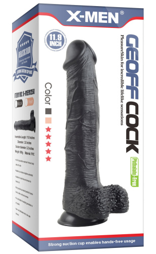 Фаллос-гигант черного цвета X-Men Geoff Cock 30 см фото 3