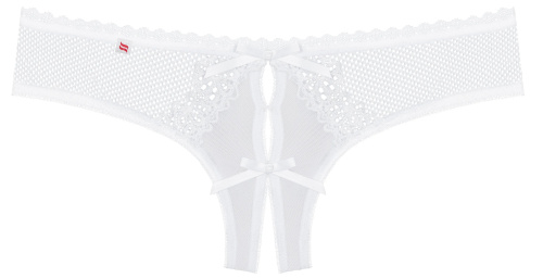 Белые трусики-стринги с открытой промежностью Alabastra S/M фото 4