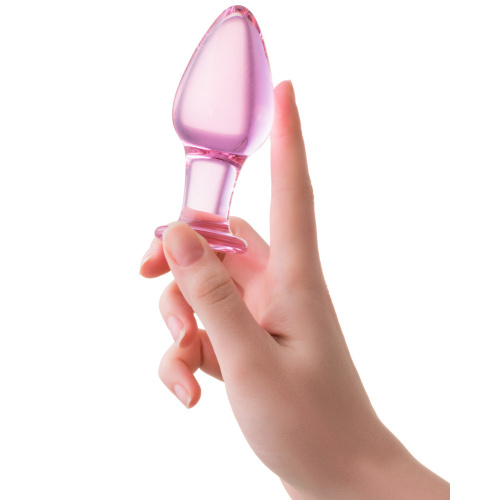 Стеклянная анальная втулка розовая 10 см фото 2