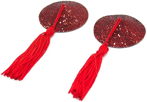 Пэстисы для груди красные с пайетками фото 2