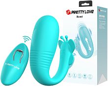 Виброяйцо с поступательными движениями Pretty Love Remi с пультом ДУ бирюзовое