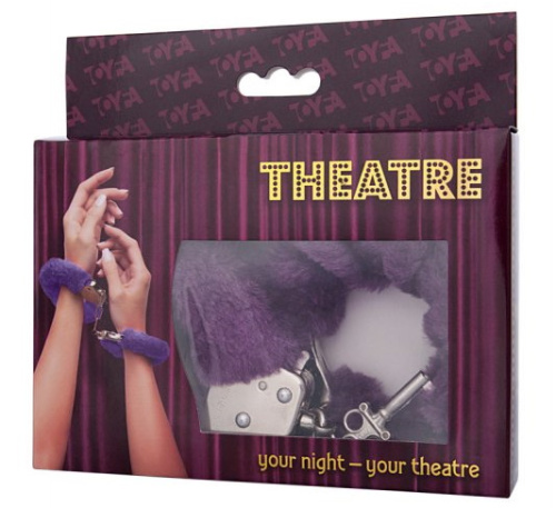 Металлические наручники с фиолетовым мехом Theatre фото 4