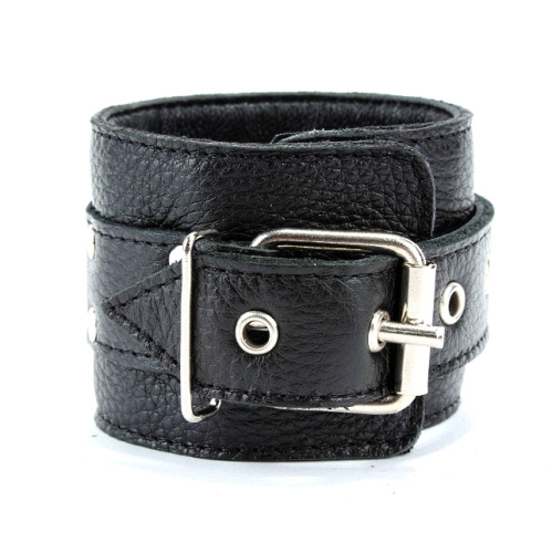 Наручники на пряжке из натуральной кожи черные фото 4