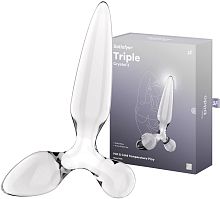 Стеклянный стимулятор 3 в 1 Satisfyer Triple Crystal 2 прозрачный 22 см
