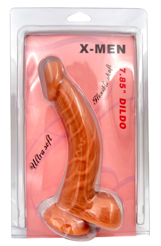 Изогнутый фаллоимитатор телесного цвета X-Men 22 см фото 4
