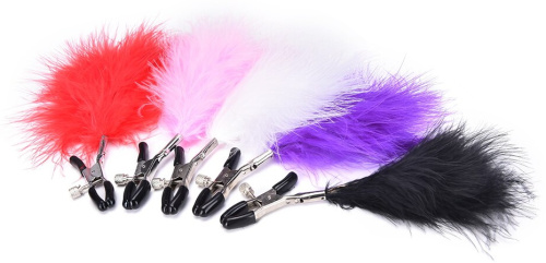 Зажимы на соски с красными перышками фото 4