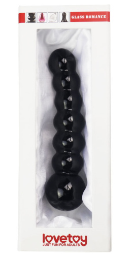 Черный рельефный фаллоимитатор из стекла Glass Romance 16 см фото 5