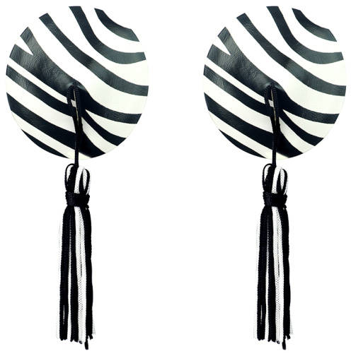 Пэстисы для груди Reusable Zebra Round Tassel Nipple Pasties