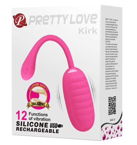 Большое перезаряжаемое виброяйцо Pretty Love Kirk малиновое фото 10